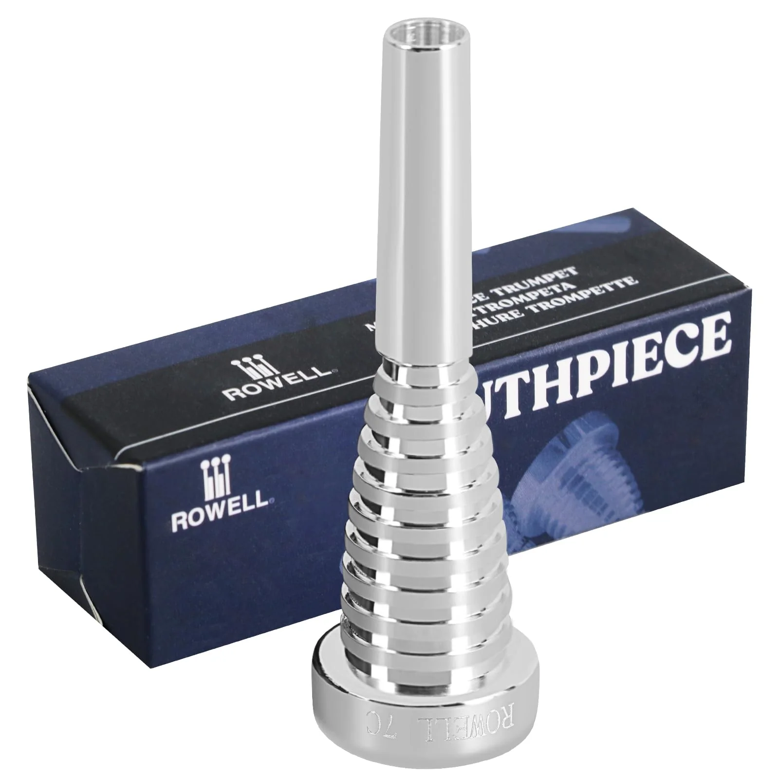ROWELL Trumpet Mouthpiece 7C Trumpet Mouthpiece Bass Trumpet Mouthpieces Silver Plated Trumpet Mouthpiece for Beginners and Professional Players Band Jazz Mouthpiece Trumpet Accessories