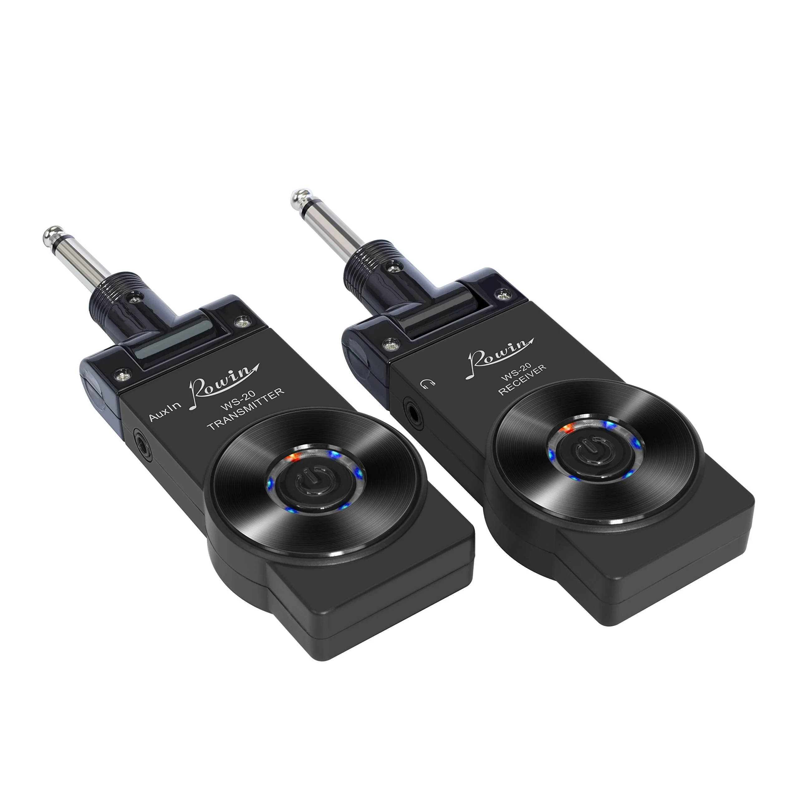 Rowin 2.4G Guitar Wireless System Transmitter Receiver for Electric Guitar Bass Violin with Rechargable Battery, USB Cable (Full Black) Full Black - Image 3
