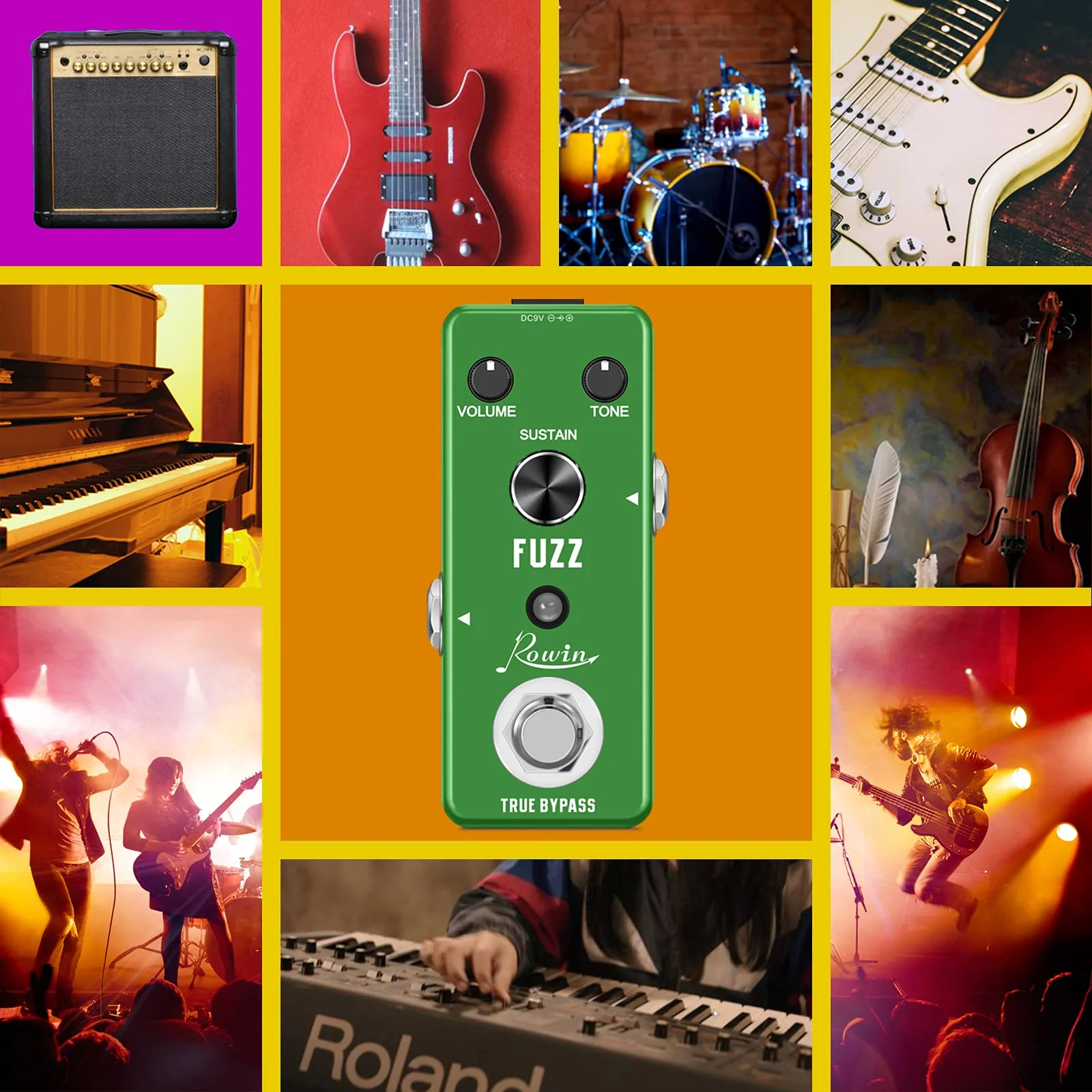 Rowin Analog Fuzz Pedal for Electric Guitar Bass True Bypass LEF-306 - Image 7