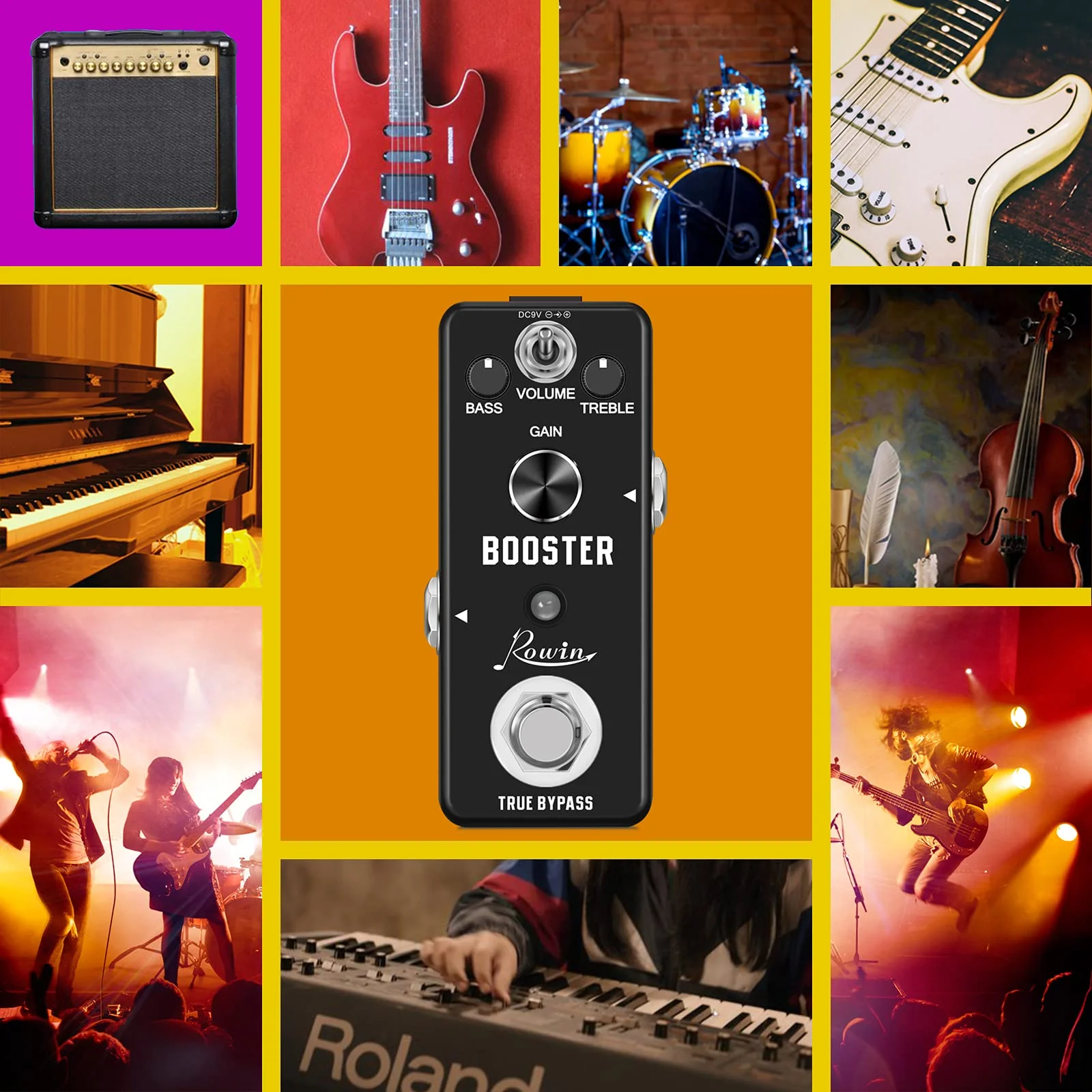 Rowin Booster Pedal with Rich Distortion Sound True Bypass LEF-318 - Image 7