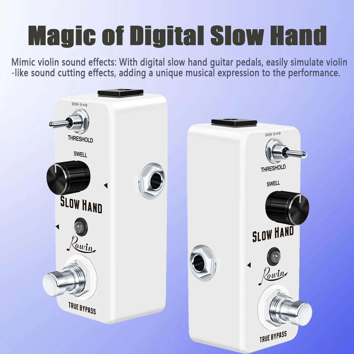 Rowin Digital Slow Hand Guitar Pedal Slow Gear Combine Reverb or Delay for Electric Guitar Bass True Bypass (LEF-326) - Image 2