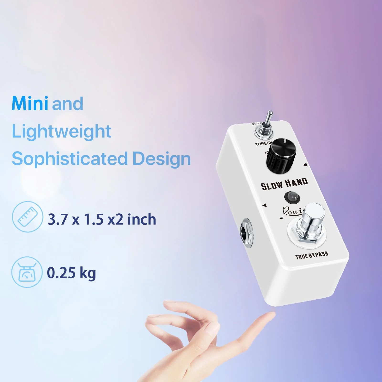 Rowin Digital Slow Hand Guitar Pedal Slow Gear Combine Reverb or Delay for Electric Guitar Bass True Bypass (LEF-326) - Image 5