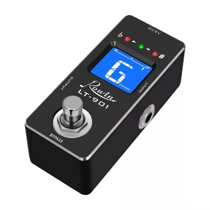 Rowin LT-901 Chromatic Guitar Tuner Pedal – True Bypass, Ultra-Fast Tuning, LED Display, Compact Design for Electric & Bass Guitars DC 9V Powered, No Adapter Included