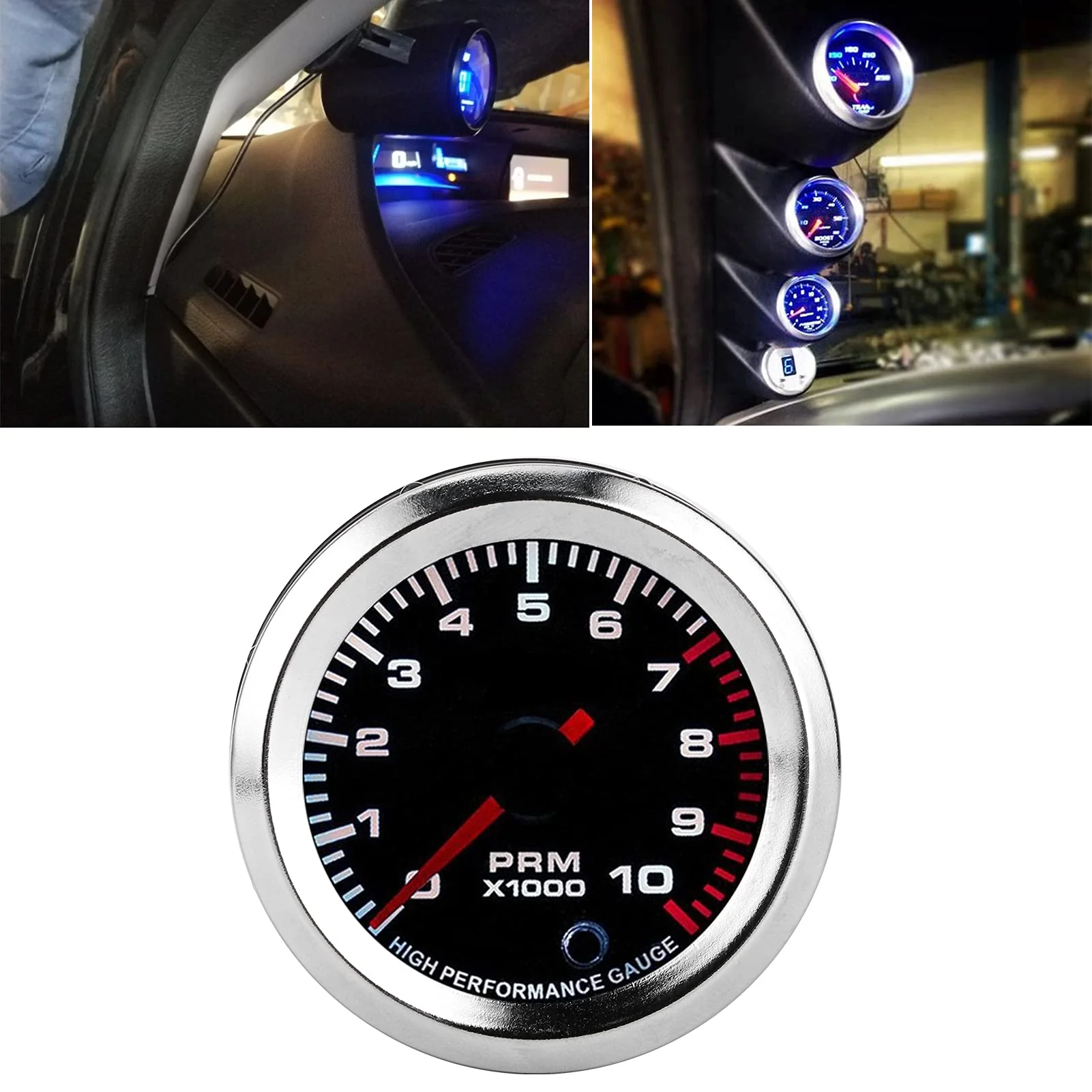 RPM Tachometer, 2in 10,000 RPM 7 Color LED Shift Light Tachometer Gauge for 4, 6, 8 Cylinder Gas Engines - Image 4