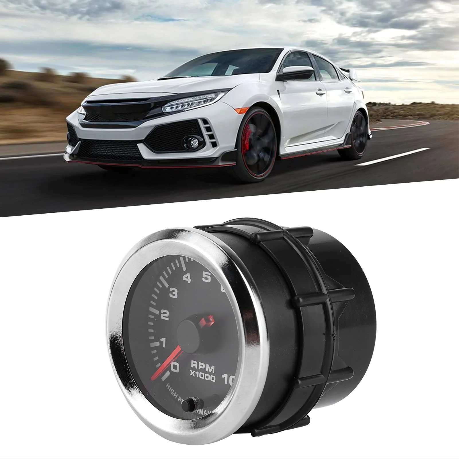 RPM Tachometer, 2in 10,000 RPM 7 Color LED Shift Light Tachometer Gauge for 4, 6, 8 Cylinder Gas Engines - Image 9