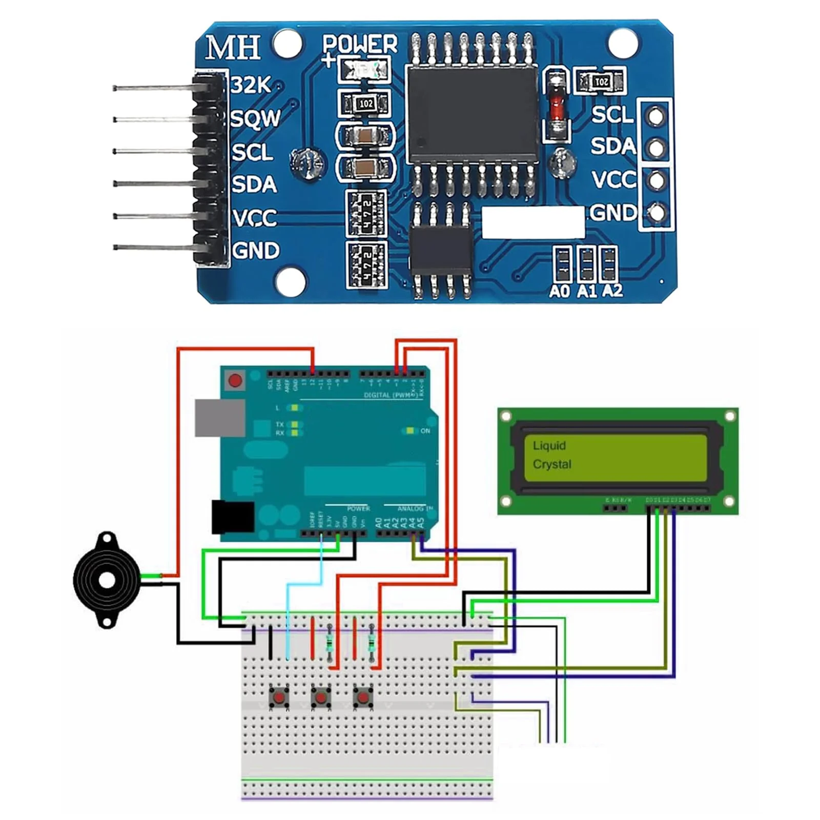 RTC IIC Precision Clock Module, QIQIAZI Real-time Module Clock RTC Sensor with Battery Compatible with Arduino (Pack of 5) 5 PCS - Image 8