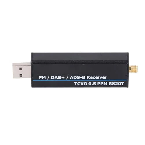 RTL SDR Receiver, 100KHz to 1766MHz RTL2832U R820T2 0.5PPM TCXO Software Defined Radio Receiver with AM, NFM, FM, DSB, USB, LSB, CW Modes, 8-Bit ADC, 50DB Dynamic Range