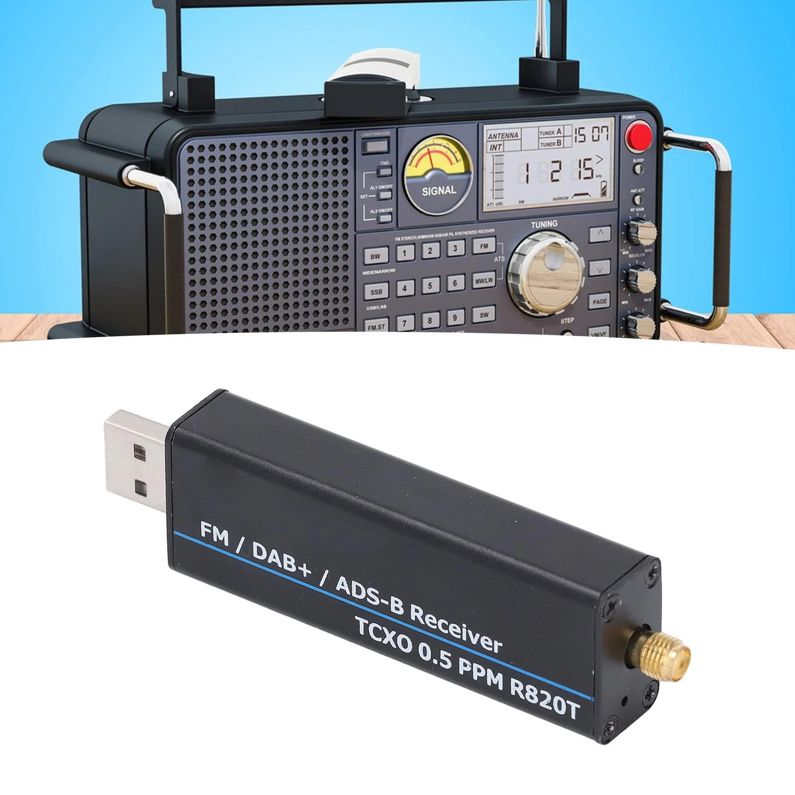 RTL SDR Receiver, 100KHz to 1766MHz RTL2832U R820T2 0.5PPM TCXO Software Defined Radio Receiver with AM, NFM, FM, DSB, USB, LSB, CW Modes, 8-Bit ADC, 50DB Dynamic Range - Image 6
