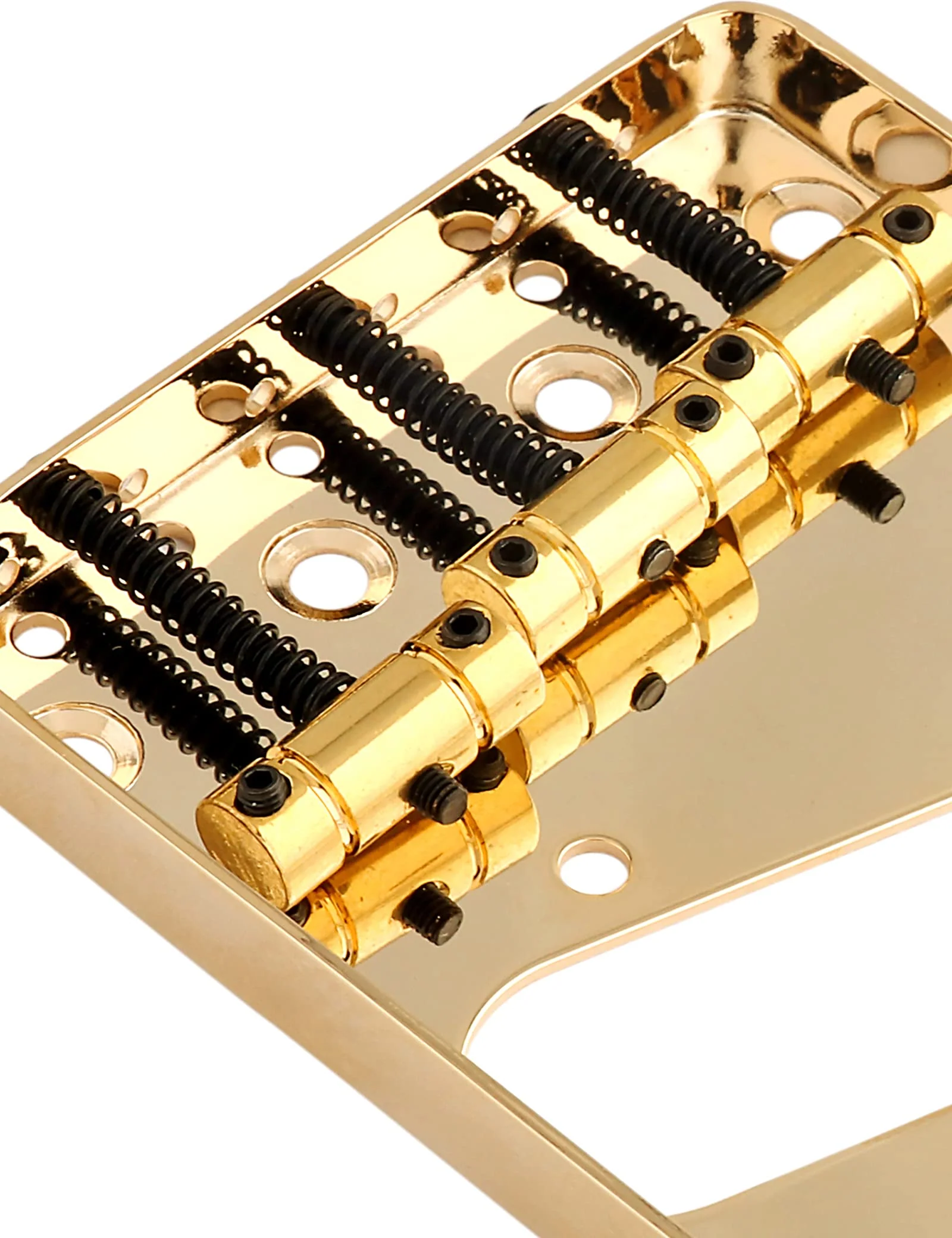 Rubatone Guitar Bridge Tailpiece 3Pcs Zinc Saddles Bridge Top or Bottom Load Ashtray Style for Vintage Tele Telecaster Style Electric Guitar Parts Gold. - Image 8