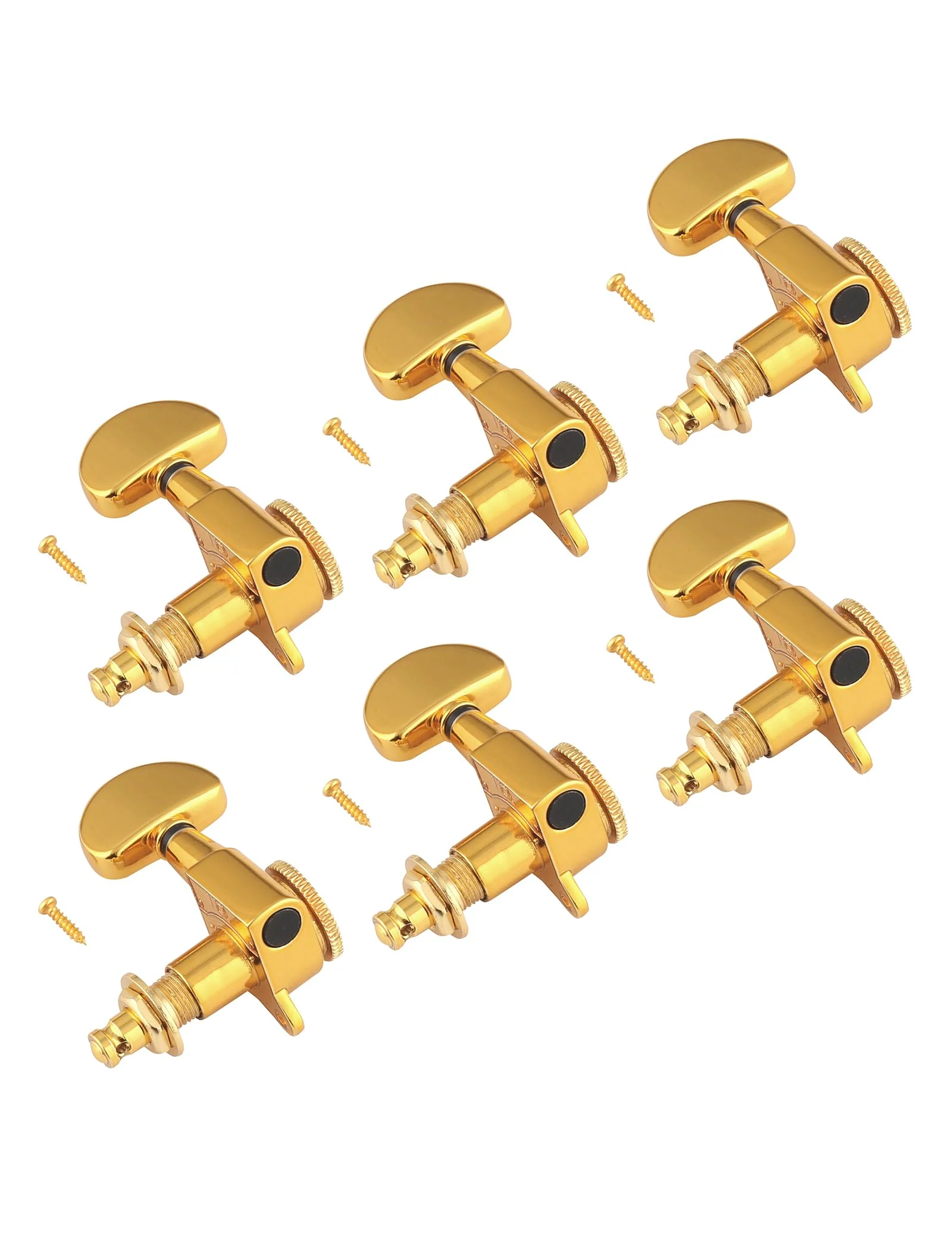 Rubatone Locking Guitar String Tuning Pegs Sealed Machine Heads Tuners Tuning Keys 6 In Line for Right Handed Electric Guitar or Acoustic Guitar Half Round Head Gold. - Image 2