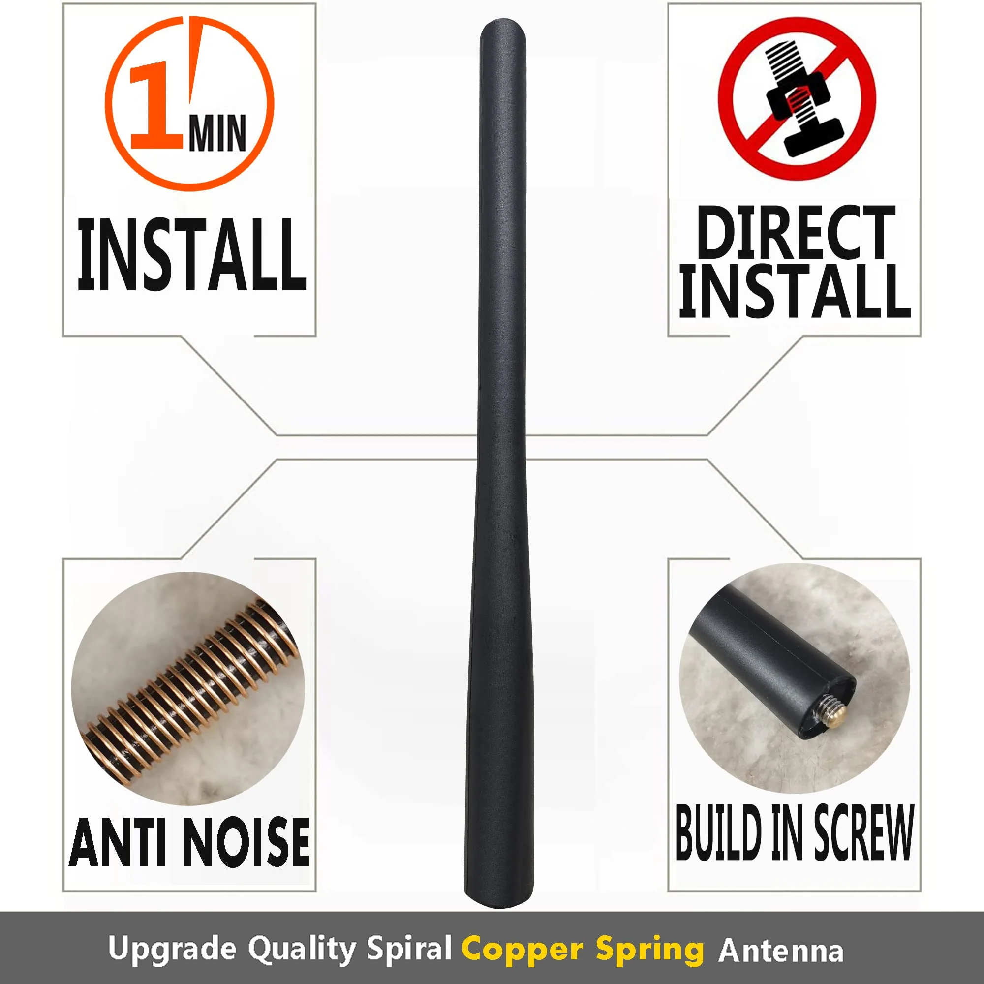 Rubber Antenna for Nissan Versa (2012-2019), Nissan Versa Antenna - 7 Inch Car Wash Proof, Internal Copper Coil Antenna Mast Replacement - Image 4