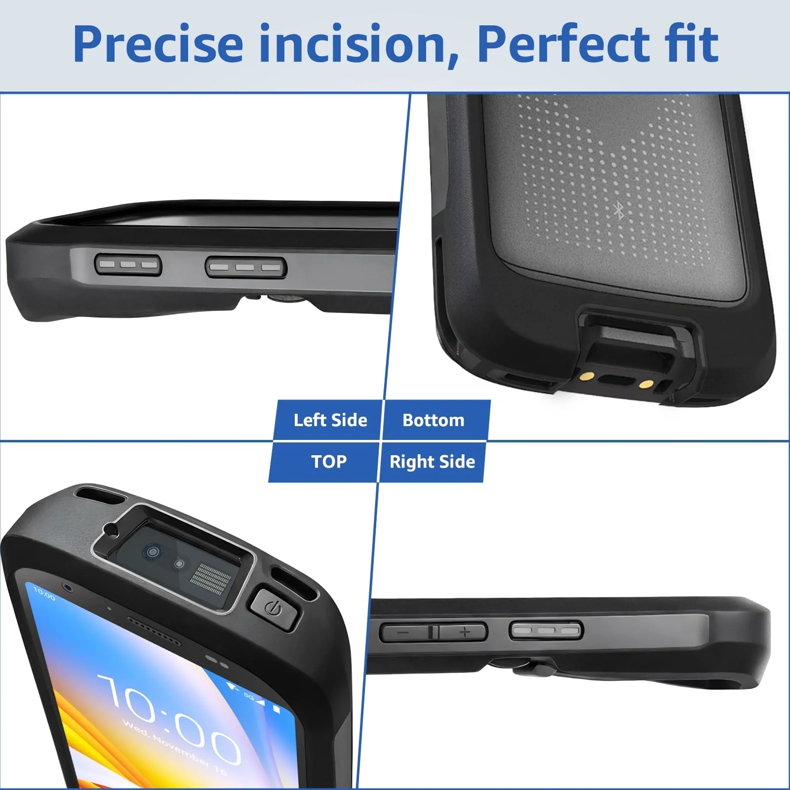 Rugged Case for TC22,Protective Bumper Case Cover Rugged Boot for Zebra TC22 TC27 Mobile Computer Scanner,SG-TC2L-BOOT-01 with Hand Strap and Tempered Glass,Black - Image 2