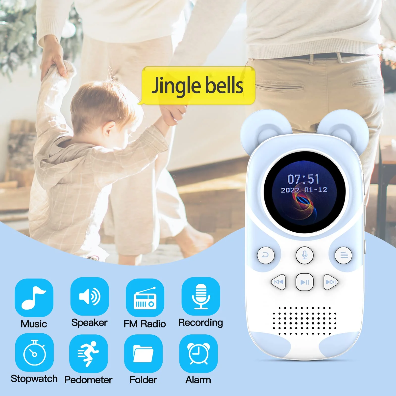 RUIZU 64GB Bluetooth MP3 Player for Kids, Cartoon Zoo Portable Music Player, Child MP3 Player with Bluetooth, Speaker, FM Radio, Voice Recording, Stopwatch, Pedometer, Expandable 128GB Micro SD Card - Image 7