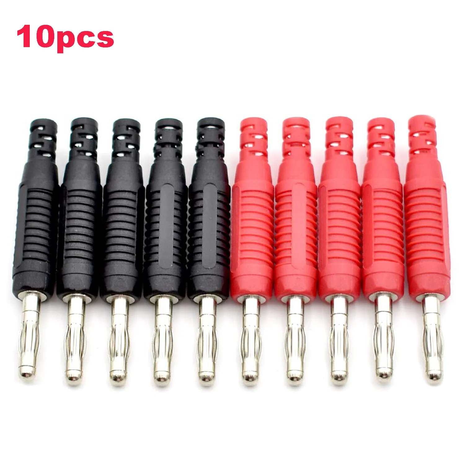 RUNCCI-YUN 10Pcs 4mm Banana plug Solder DIY Banana Plug Male Connectors Adapters for Multimeter Test Leads Probes(Black/Red) - Image 3