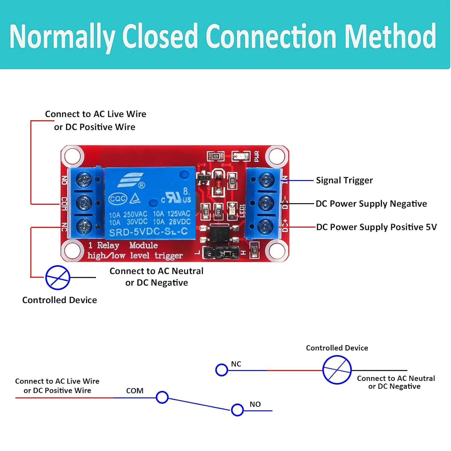 RUNCCI-YUN Pack of 5 One Channel Relay Module 5 V, 1 Channel Relay Module with Optocoupler High or Low Level Trigger Extension Board Relay Switch for Raspberry Pi Arduino Board 5 V 1 channel - 5 pieces, red - Image 2