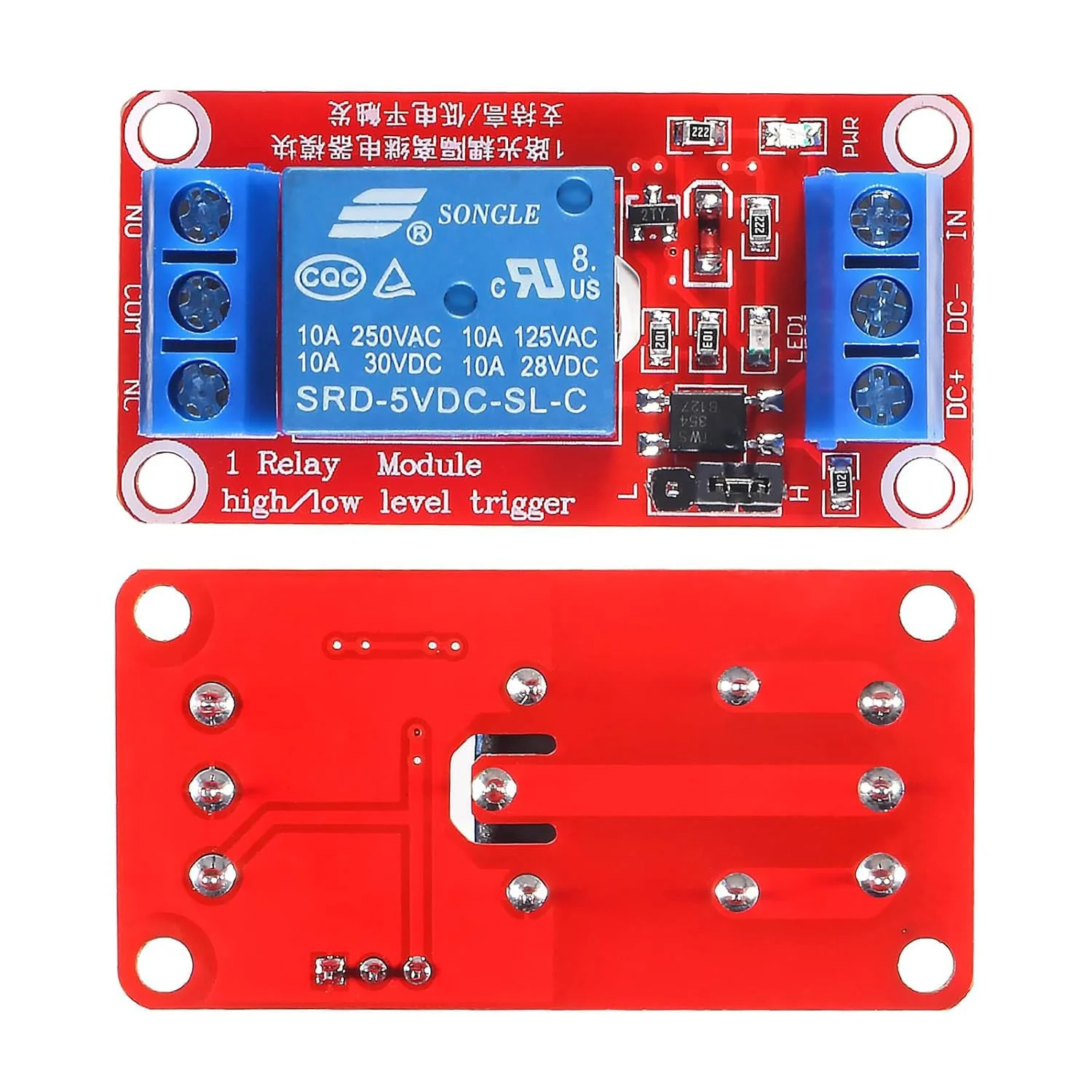 RUNCCI-YUN Pack of 5 One Channel Relay Module 5 V, 1 Channel Relay Module with Optocoupler High or Low Level Trigger Extension Board Relay Switch for Raspberry Pi Arduino Board 5 V 1 channel - 5 pieces, red - Image 5
