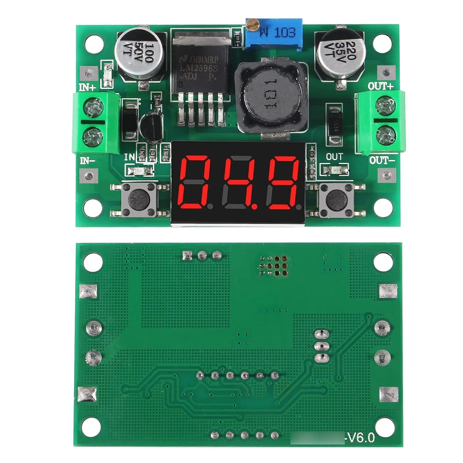 RUNCCI-YUN Set of 2 Adjustable DC Step Down Power Supply Converter, 4-40V Input to 1.25-37V Output Voltage Regulator with LED Voltmeter for DIY Arduino - Image 4