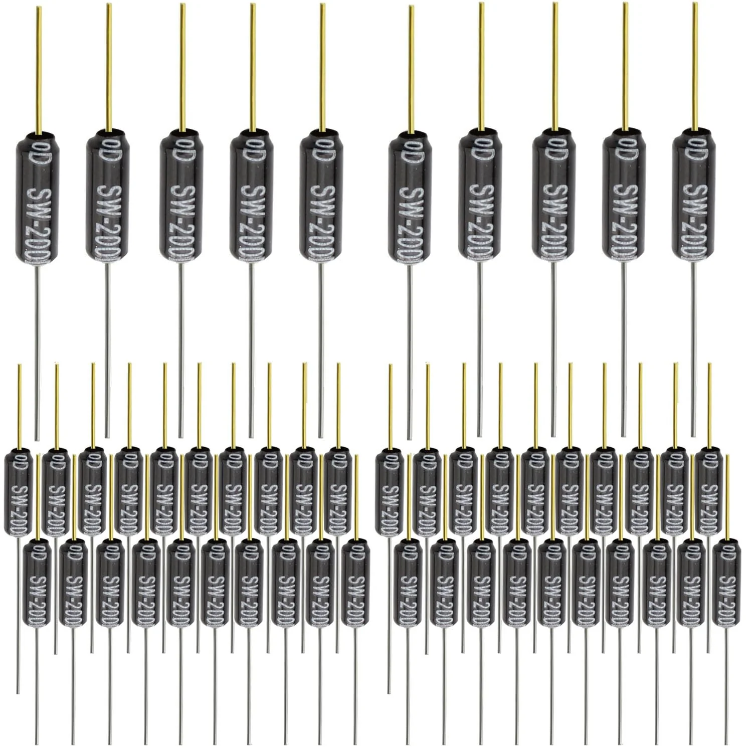RUNCCI-YUN Tilt Sensor Angle Sensor Vibration Sensor Ball Switch 12V 1MA SW-200D Metal Ball Tilt Shake Trigger Switch for Arduino Smart Car (Black) Pack of 50