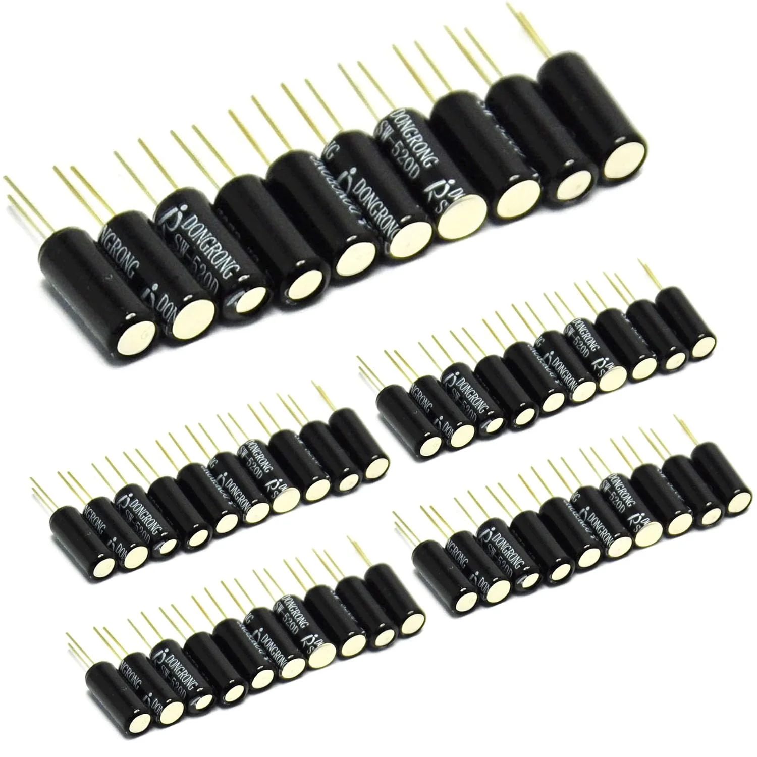 RUNCCI-YUN Tilt Sensor Angle Sensor Vibration Sensor Ball Switch 12V-24V 20MA SW-520D Metal Ball Tilt Shake Trigger Switch for Arduino Smart Car (Black)