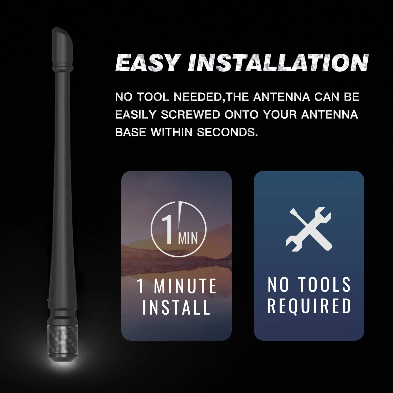 RYDONAIR Short Antenna Compatible with Chevy Silverado & GMC Sierra Trucks All Model Years, Internal Copper Coil for Enhanced Reception, Car Wash Proof, 7 inches Rubber Antenna Replacement Chevy Silverado & GMC Sierra/Denali all years model - Image 2