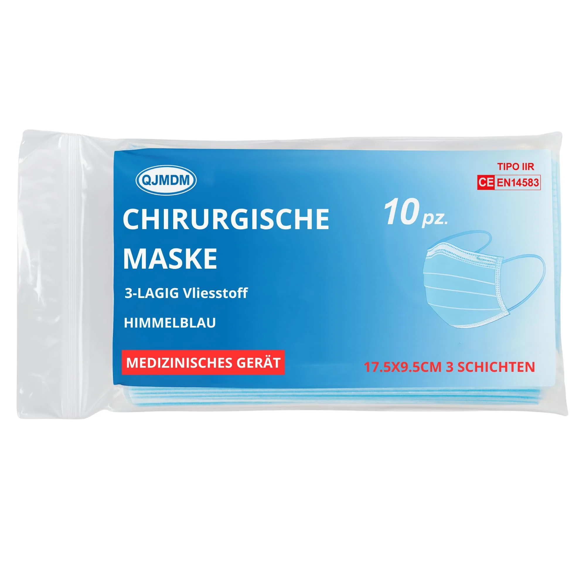 S&S-Medical Pack of 100 Medical Surgical Masks Type IIR EN14683 Certified - 3-Layer Surgical Disposable Masks, CE Approved Medical Device, BFE ≥ 98%, Breathable Mouth Masks | Light Blue - Image 3