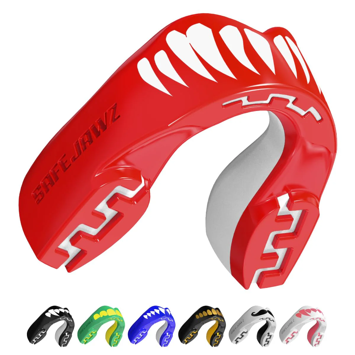 SAFEJAWZ Mouth Guard, Dual Layer Mouthguard for Adults with Case, Easy Fit Remoldable Mouthpiece for Football, Boxing, Lacrosse, MMA, Basketball & All Contact Sports (Adult 12+ Years, Viper Red) Adults 12+ Years
