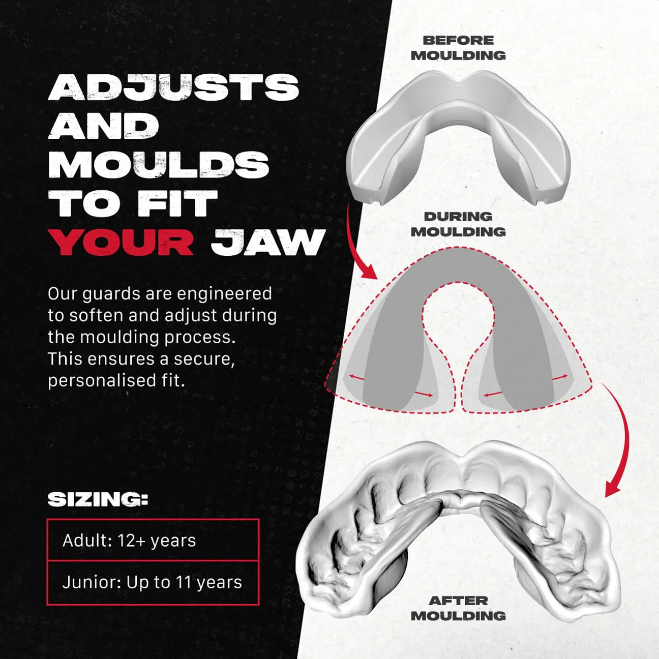 SAFEJAWZ Mouth Guard, Dual Layer Mouthguard for Adults with Case, Easy Fit Remoldable Mouthpiece for Football, Boxing, Lacrosse, MMA, Basketball & All Contact Sports (Adult 12+ Years, Viper Red) Adults 12+ Years - Image 2