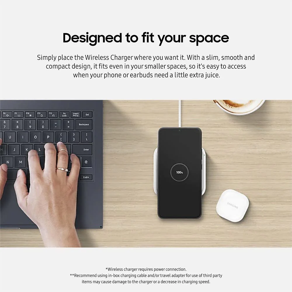 Samsung 15W Wireless Charger Single, Cordless Super Fast Charging Pad for Galaxy Phones and Devices, Compact Design, LED Indicator, USB C Cable Included, 2022, US Version, Grey Single Pad - Image 4