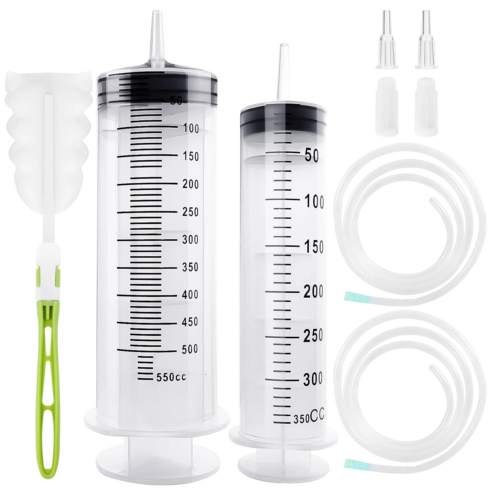 Samulee Syringe 350 ml + 550 ml, 2 Pieces Syringe Set, Dosing Syringe, Large Syringe for Engine Oil, Laboratory, Animal Feeding, Garden, Scientific Research