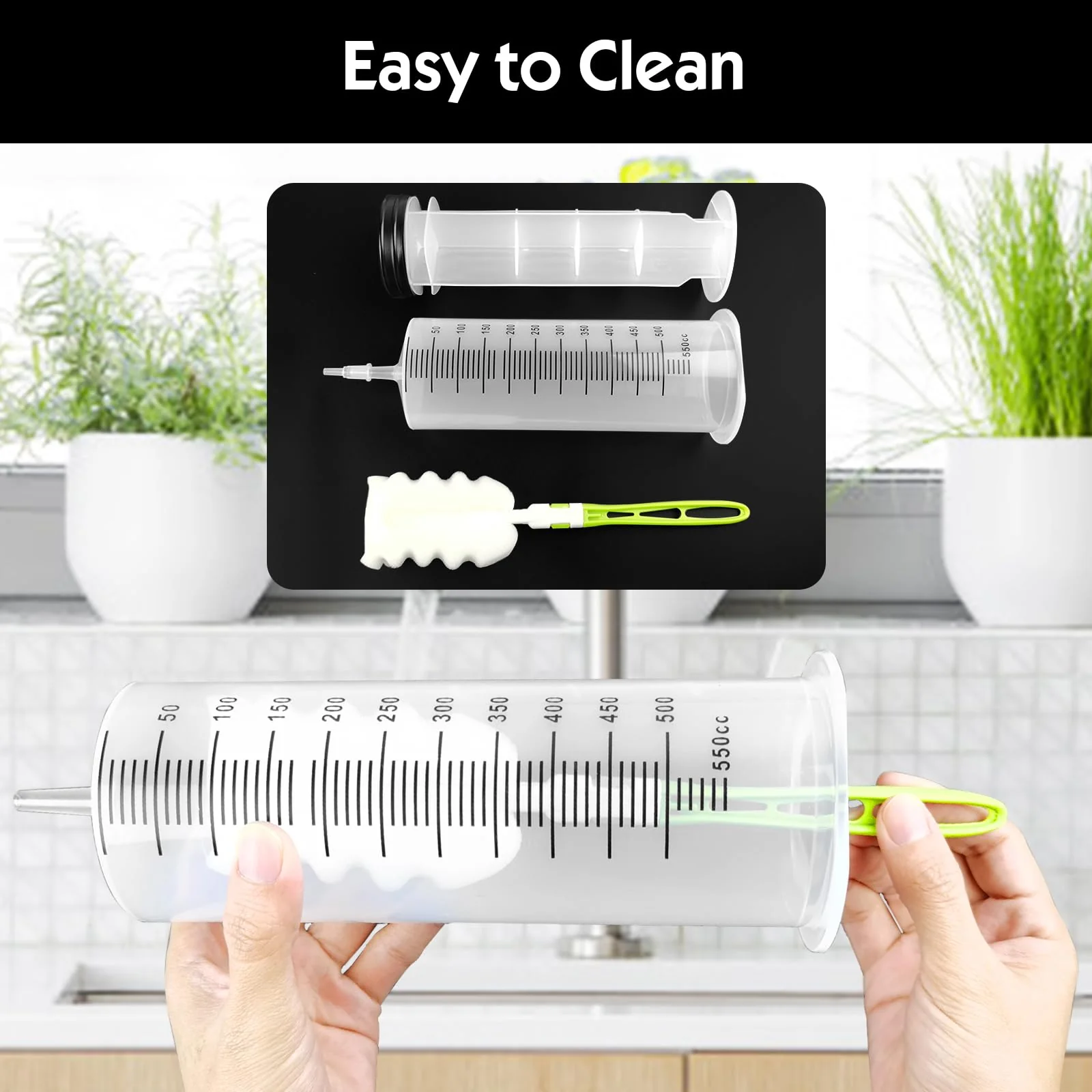 Samulee Syringe 350 ml + 550 ml, 2 Pieces Syringe Set, Dosing Syringe, Large Syringe for Engine Oil, Laboratory, Animal Feeding, Garden, Scientific Research - Image 5