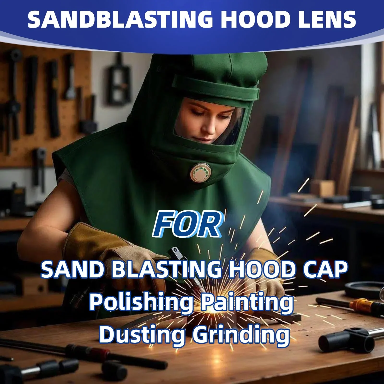 Sandblasting Hood Replacement Lens 5-Pack, Hardened Scratch-Resistant Polycarbonate for Painting, Dusting & Grinding - Image 2