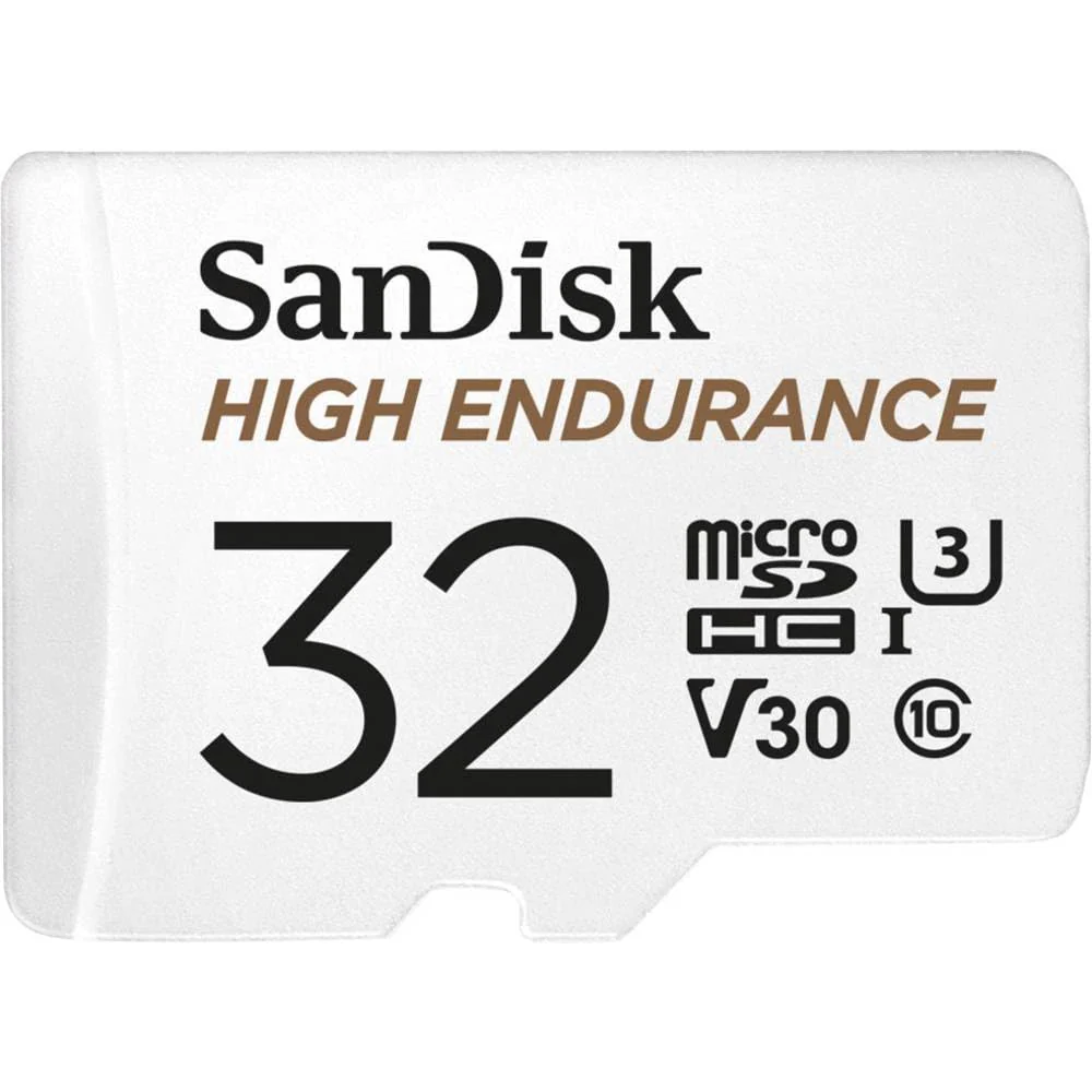 SANDISK 32GB High Endurance Video microSDHC Card with Adapter for dash cam and home monitoring systems - C10, U3, V30, 4K UHD, Micro SD Card - SDSQQNR-032G-GN6IA 32 GB