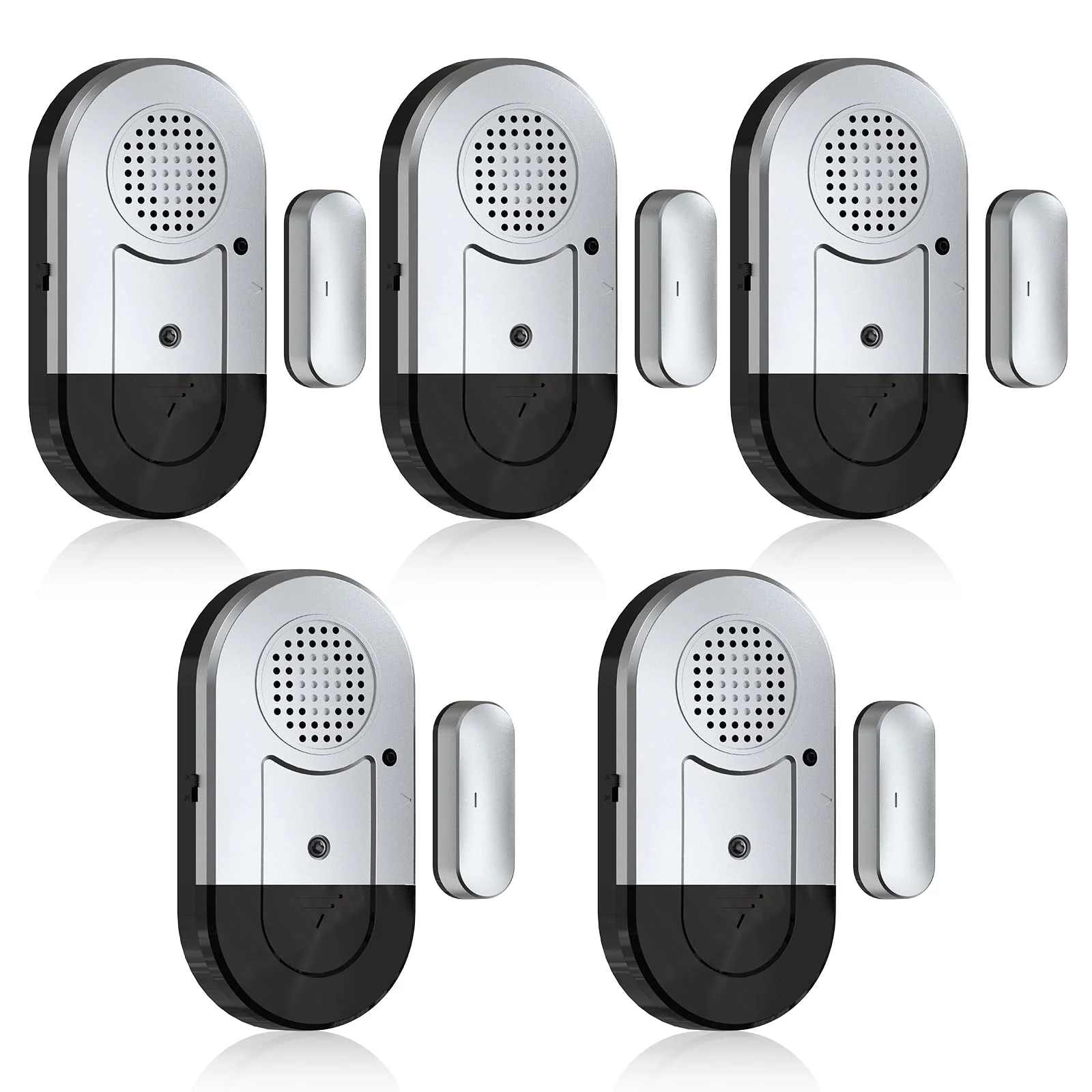 Sanjie Door Window Alarms - 5 Pack,125dB,Volume Control,Window Door Open Alarm Sensors for Kids Safety/Dementia/Pool,Wireless Sensors Keep Your Home Security,Easy to Install,Long Battery Life silver