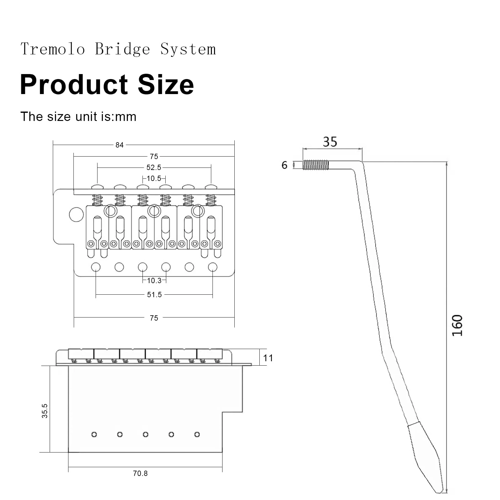 SAPHUE 52.5mm Guitar Stratocaster Tremolo Bridge Set for Fender Strat Squier Electric Guitar Replacement,Chrome - Image 4