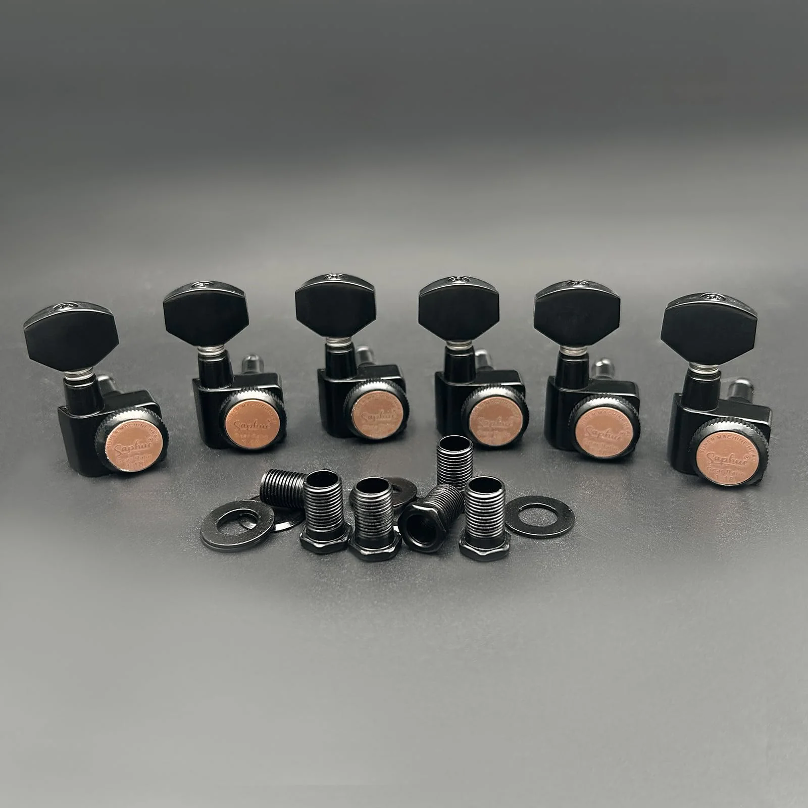 SAPHUE 6 In-line Guitar Locking Tuners Screw-Free 1:18 Locking Tuning Key Pegs Tuners Screw Less for Folk Classical Acoustic Electric Guitar (Black) Black - Image 7