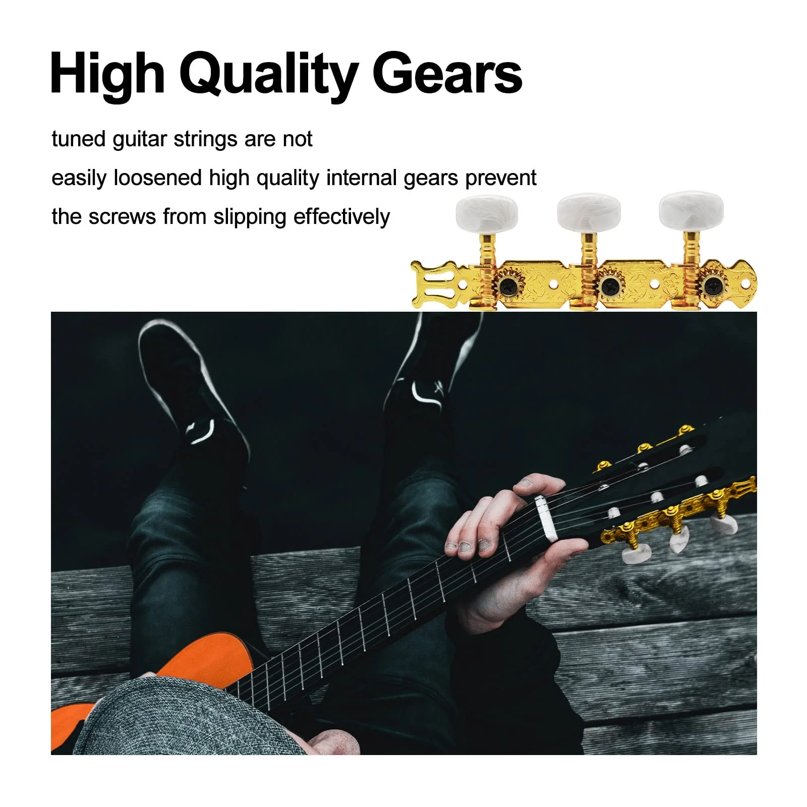 SAPHUE A set of 1R1L Gold Classical Guitar Tuning Pegs Keys Tuners Machine Heads - Image 4