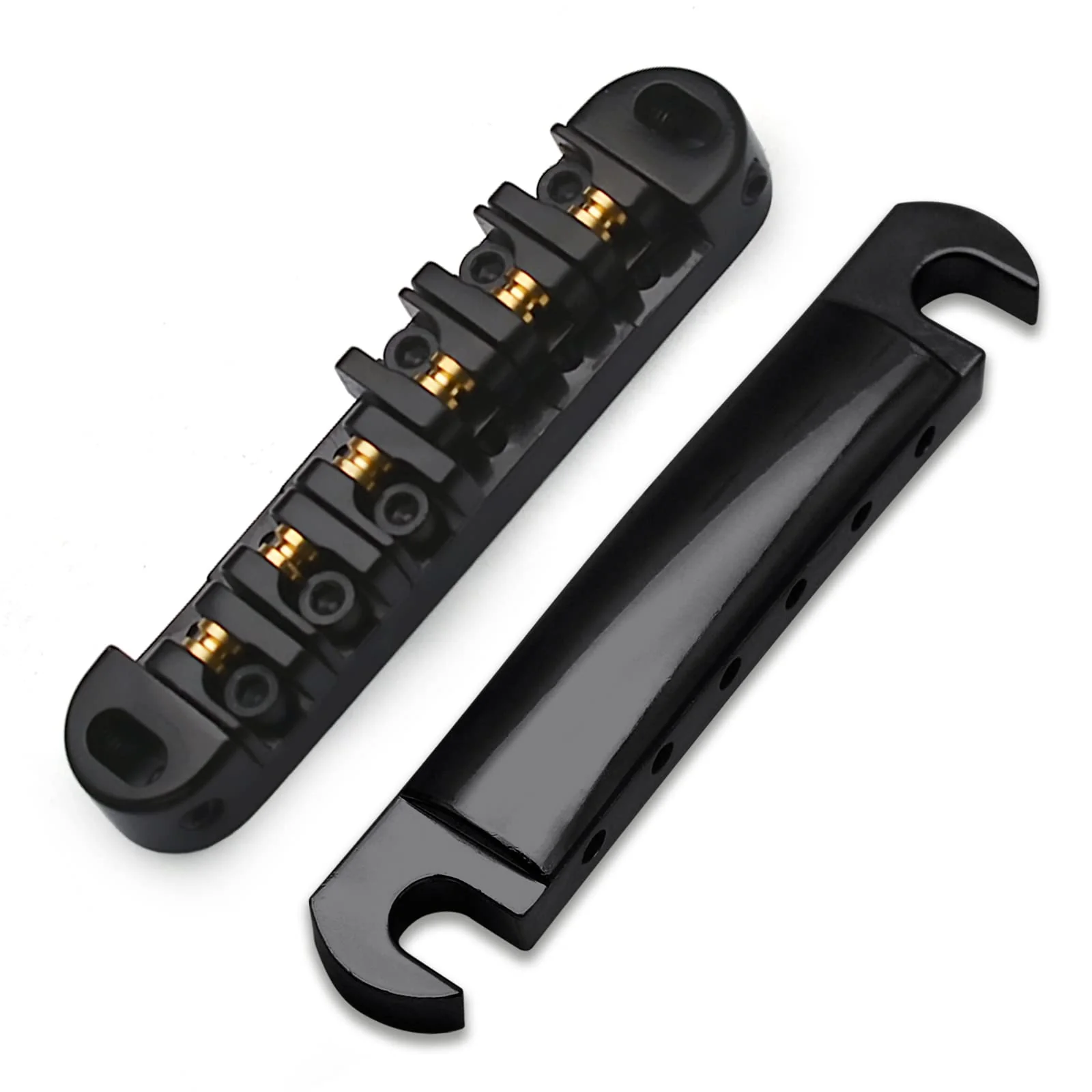 SAPHUE Adjustable Brass Roller Saddle Bridge ABR-1 Style Tune-o-matic Bridge Tailpiece Roller Saddle Bridge for GB LP Gear Replacement (black) black - Image 6