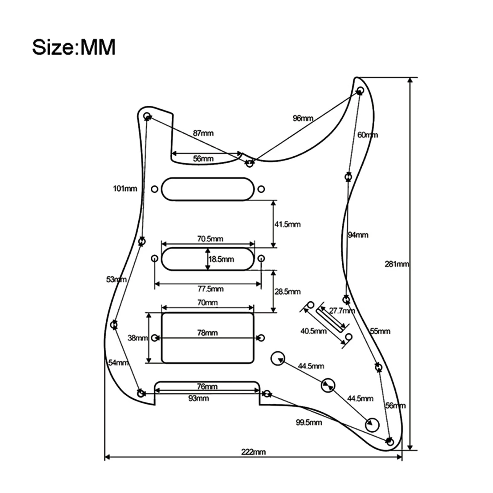 SAPHUE SSH-Coil Splitting Electric Guitar ST Style Loaded Pickguard with On/On Coil Spliting Switch Loaded Prewired Scratchplate (White) White - Image 4