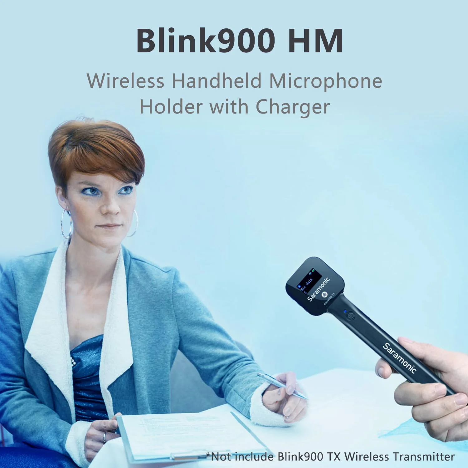 Saramonic Blink900 HM Handheld Microphone Holder for Blink900 TX Transmitter, USB Type-C, ABS Plastic and Metal, 1100mAh Battery, 2-Year Warranty HM. - Image 3