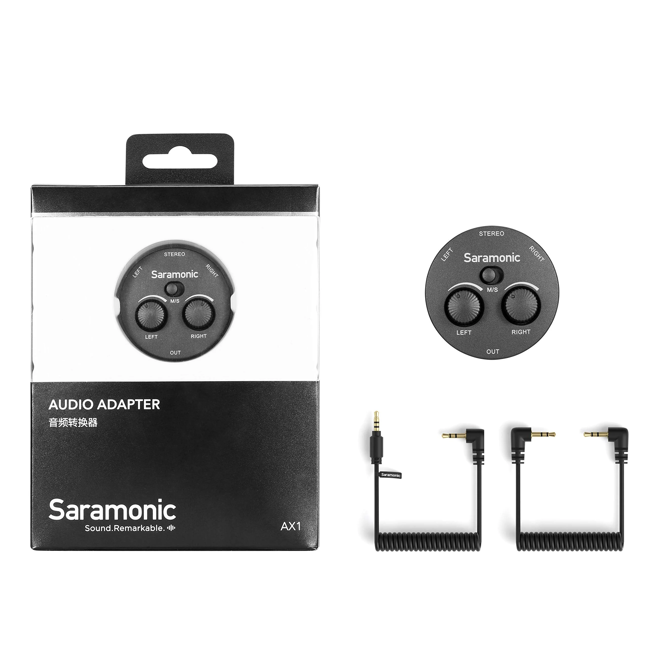 Saramonic Miniature 2-Channel 3.5mm Microphone & Audio Mixer with TRS & TRRS Output Cables for Cameras, Smartphones, Computers & More (AX1)