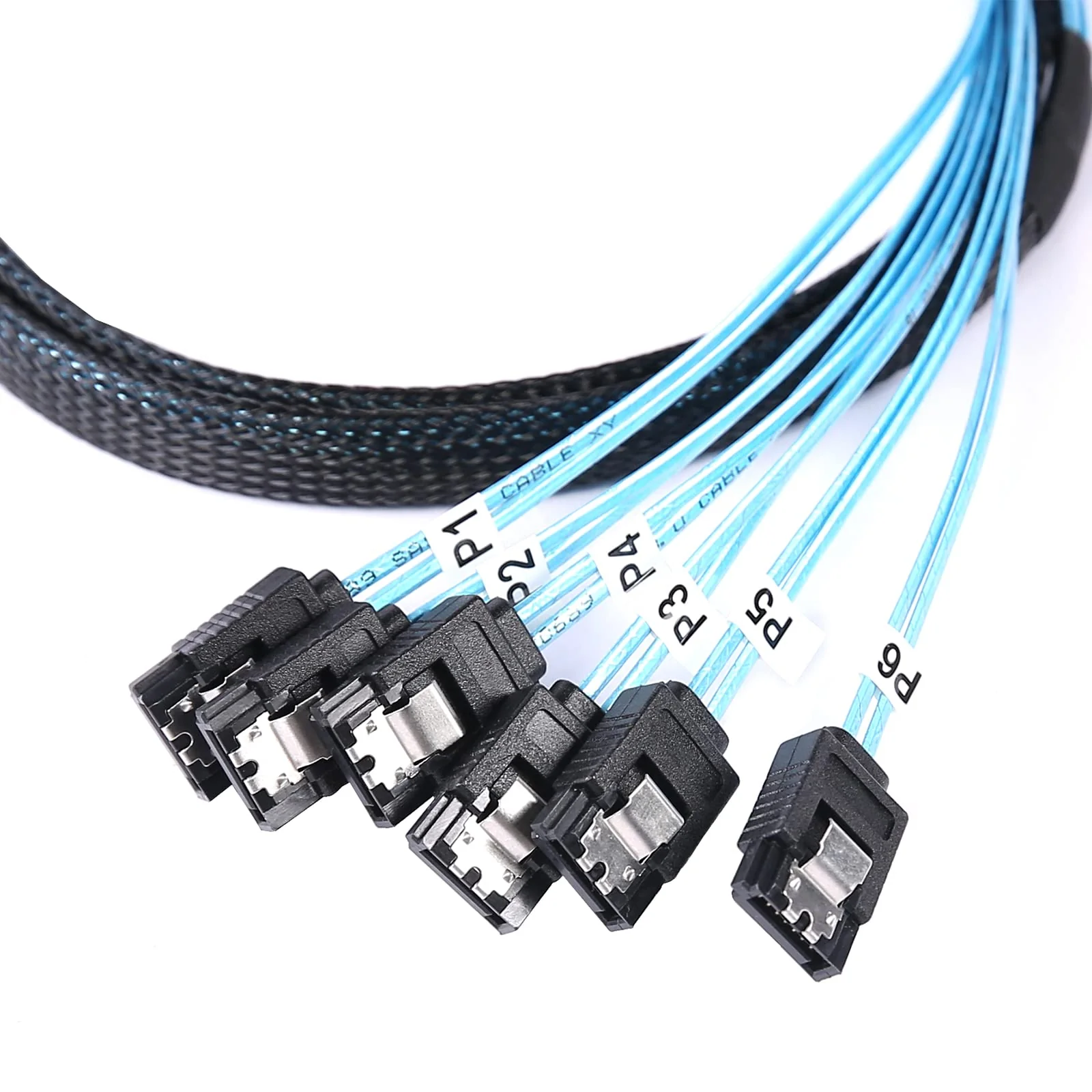 SATA-III Cable:0.5M 6Pcs/Set-SATA Cable 90-Degree Right-Angle SATA-Data Cable SAS/SATA-6Gbps Cable for Server-Raid SDD HDD CD DVD Drives (1.6FT) 6 Pcs/set 0.5m - Image 6