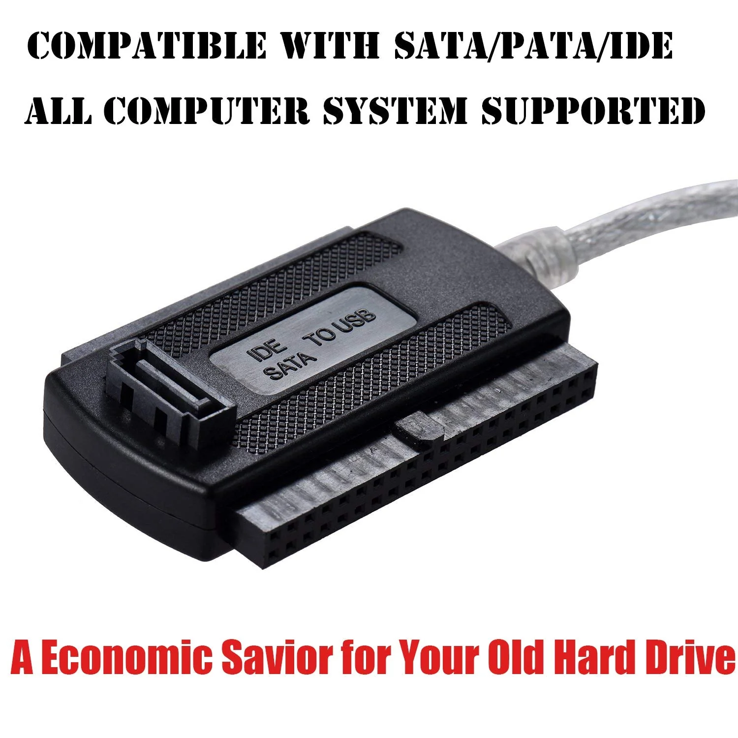 SATA/PATA/IDE Hard Drive to USB 2.0 Adapter Converter Cable for 2.5" 3.5" Hard Disk HDD SSD with External AC Power Supply, Compatible with All Computer System PC Desktop Laptop - Image 3