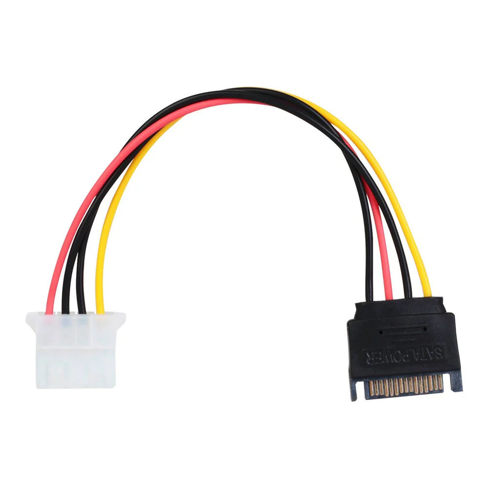 SATA Power Cable Adapter 3 Pack SATA 15 Pin Male to Molex LP4 Female Power Cable 8-inch - Image 2