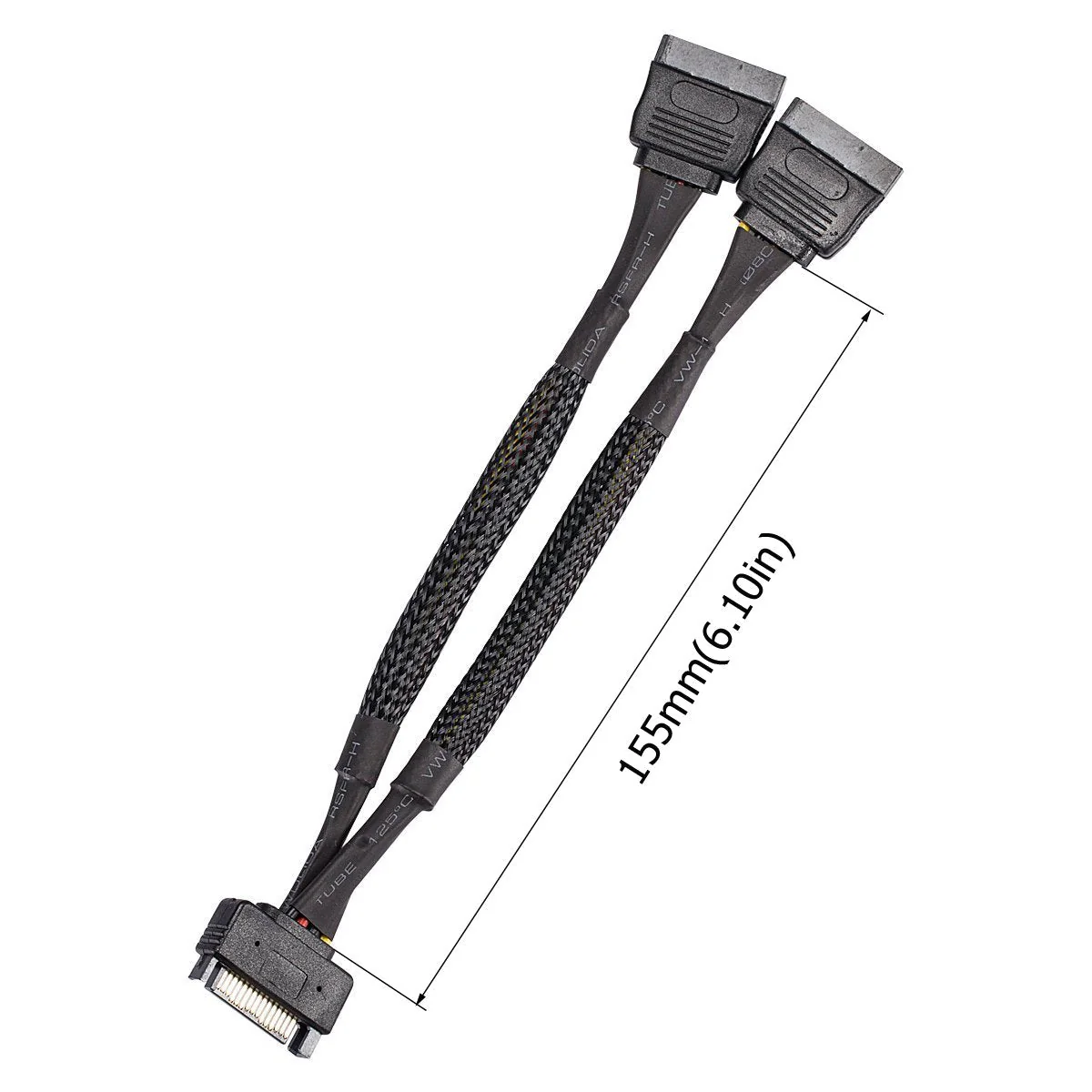 SATA Power Splitter Cable (2 Pack) SSD Power Cable HDD Power Cable Hard Drive Power Cable 6-Inch/15cm SATA 15 Pin Male to 2xSATA 15 Pin Female Power Y-Splitter Extension Cable - Image 3