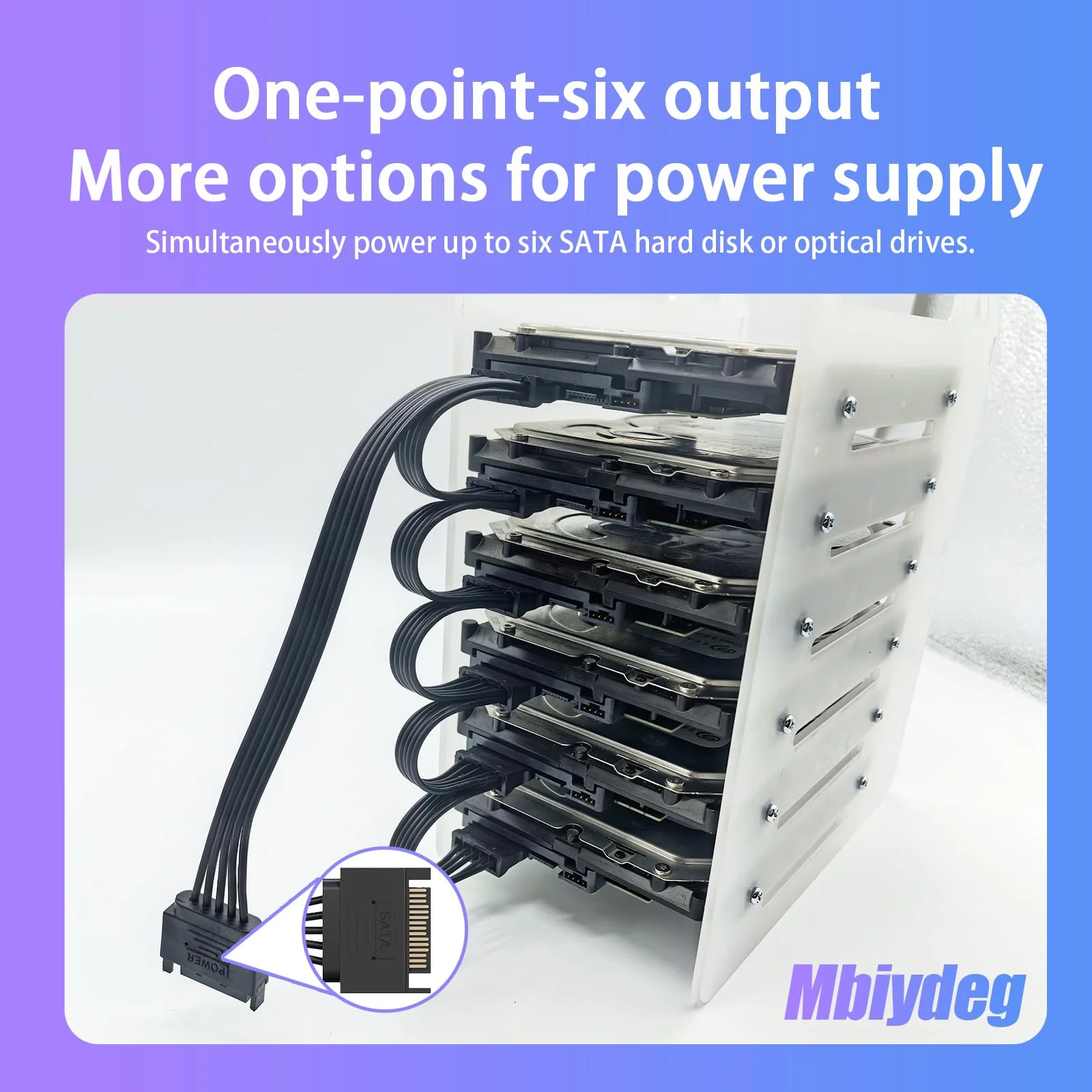 sata Power Splitter Cable 6 Way, 15 Pin SATA to 6 SATA Power Cable for HDD、SSD、Optical Drives, sata Cables, sata Power Connector Supply Extension Cable, Black - Image 4