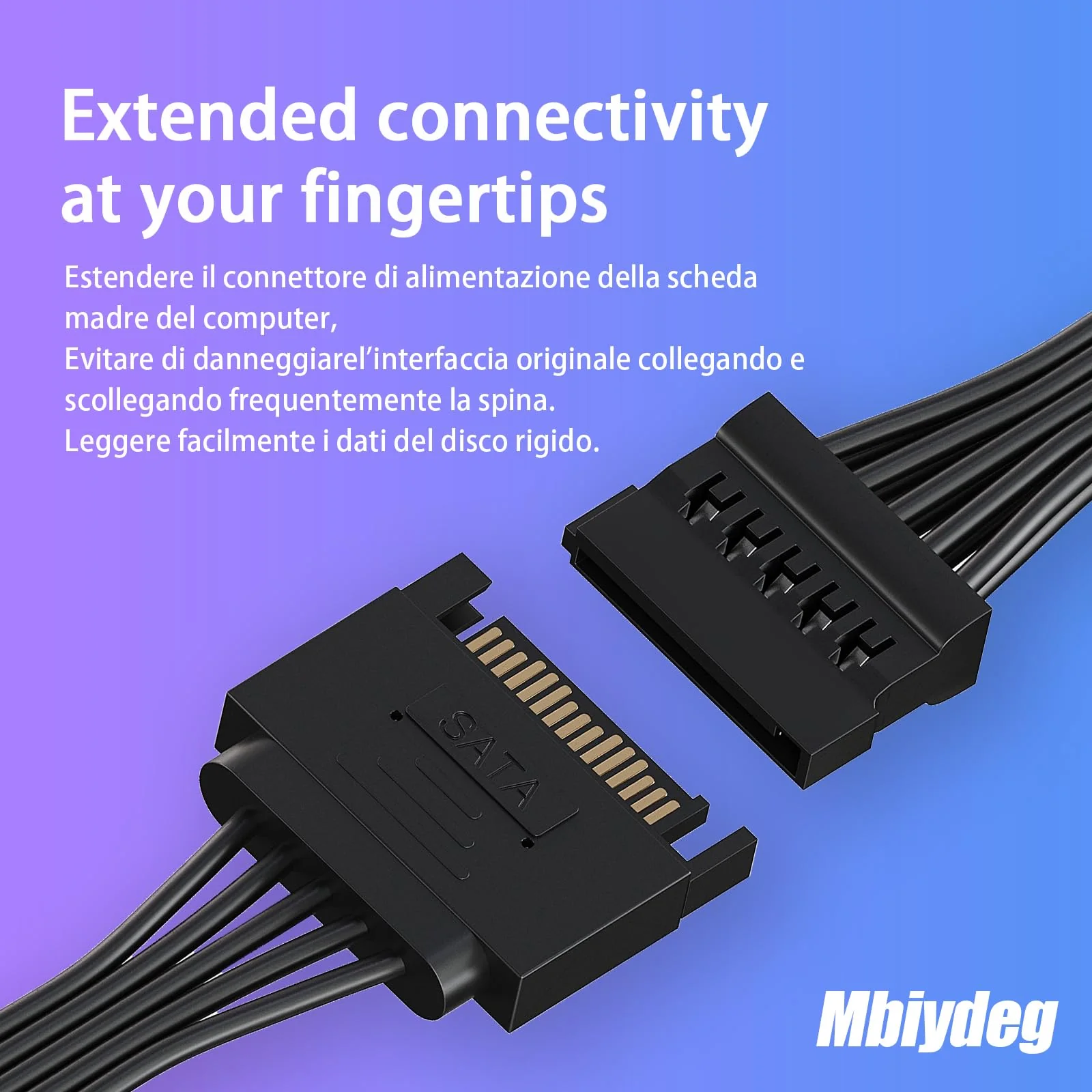 sata Power Splitter Cable 6 Way, 15 Pin SATA to 6 SATA Power Cable for HDD、SSD、Optical Drives, sata Cables, sata Power Connector Supply Extension Cable, Black - Image 5