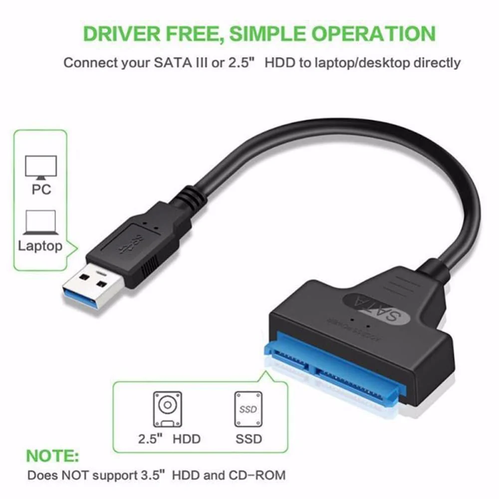SATA to USB 3.0 Cable, USB to SATA III Hard Drive Adapter for 2.5 Inch SSD & HDD Data Transfer, Support UASP - Image 3