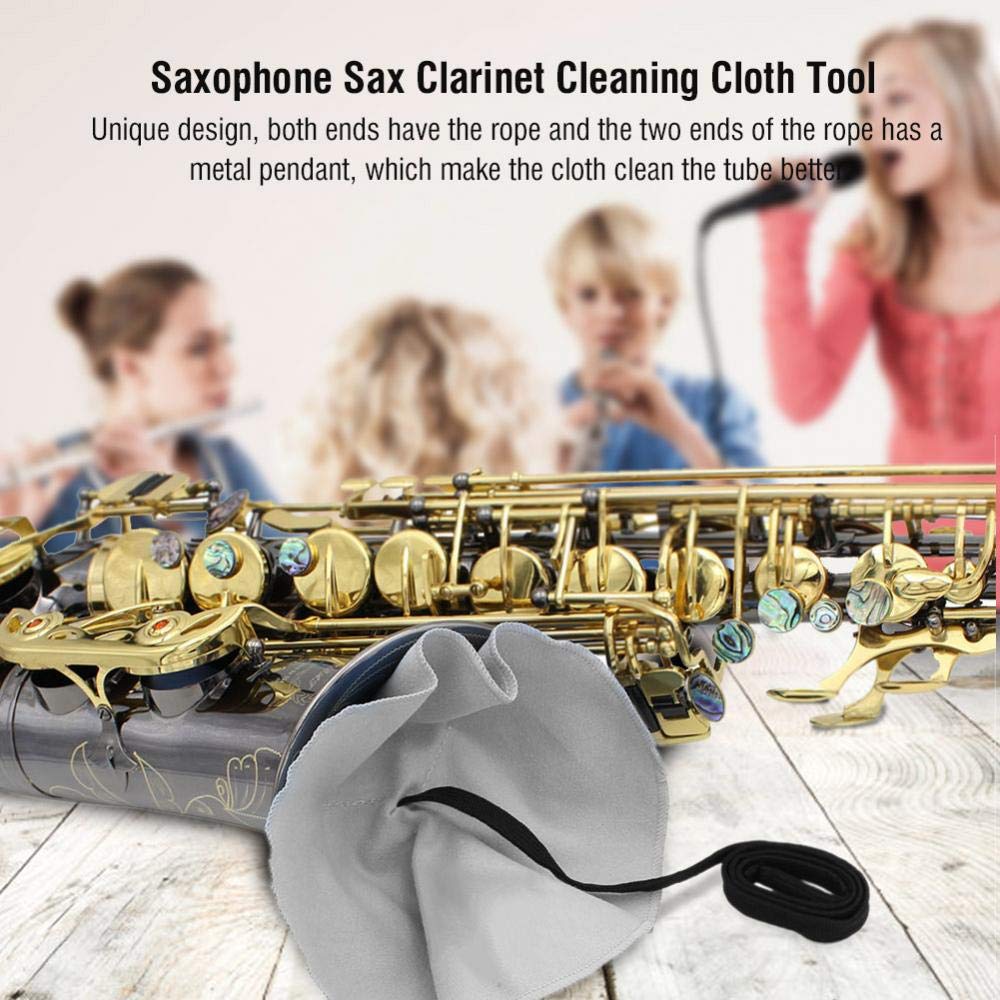 Sax Cleaning Cloth Ultrafine Fiber Material Saxophone Cleaner Cloth Pull Through Cloth for Sax Inside Tube(Gray) Gray - Image 4