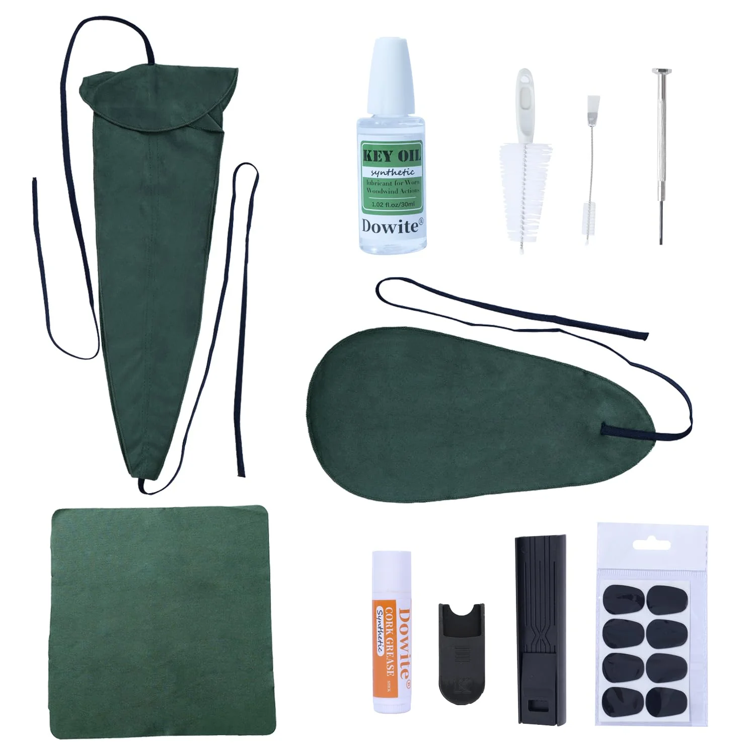 Saxophone Cleaning Care Kit: Mouthpiece&Dust Brush, Cleaning Cloth,Swabs,Necking Swab,Finger Rest,Cork Grease, Key Oil,Mouthpiece Pad – Sax Cleaning Kit for Professional players, Students
