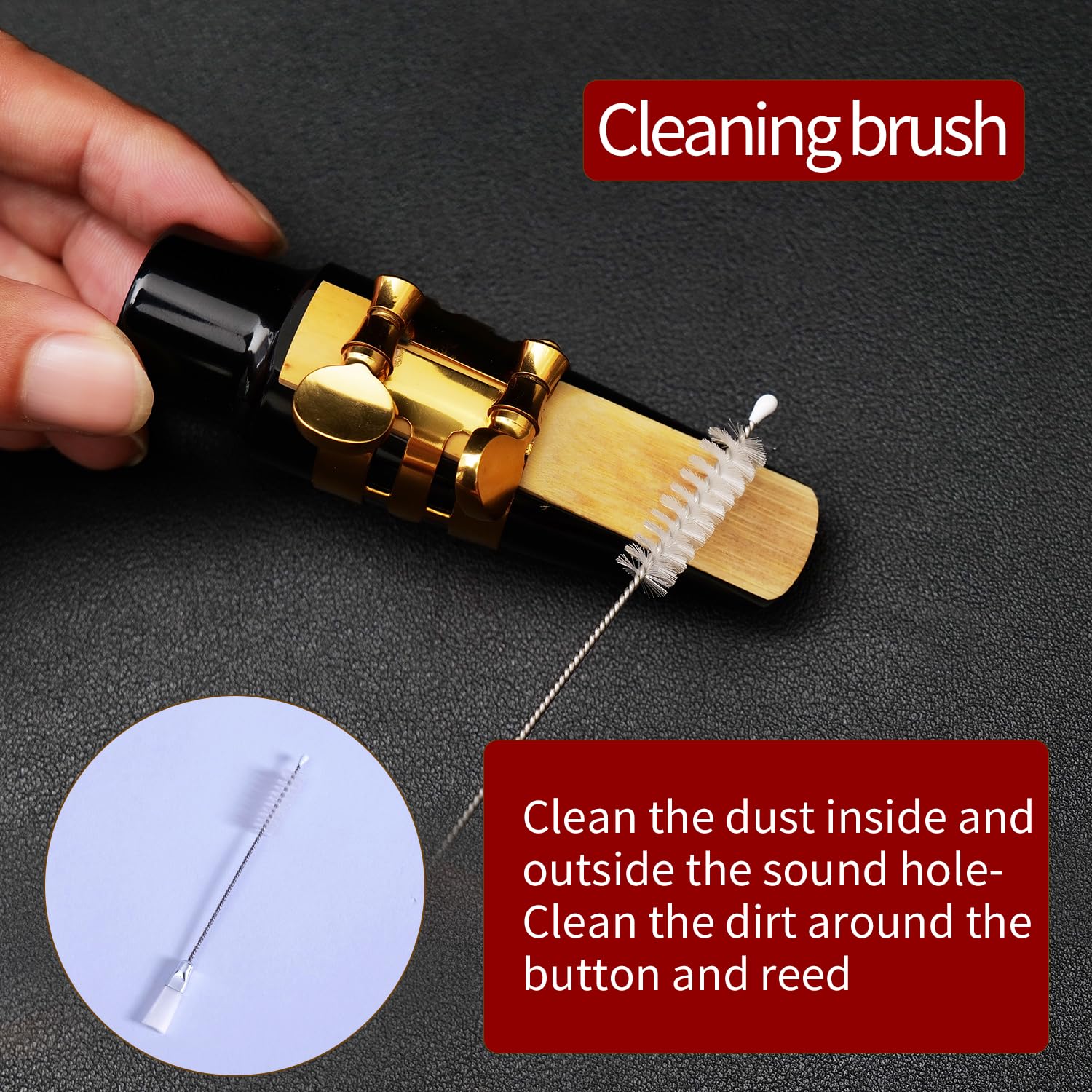 Saxophone Cleaning Care Kit: Mouthpiece&Dust Brush, Cleaning Cloth,Swabs,Necking Swab,Finger Rest,Cork Grease, Key Oil,Mouthpiece Pad – Sax Cleaning Kit for Professional players, Students - Image 6